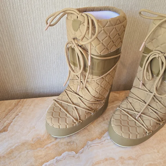 Moon Boot Tall Icon Quilt Boot Caramel Moon Boot Quilted Snow Boot - Picture 10 of 17